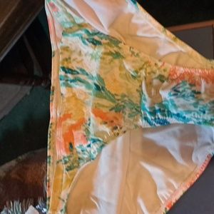 Swim suit bottoms bikini  flowers floral white pink green NWT
